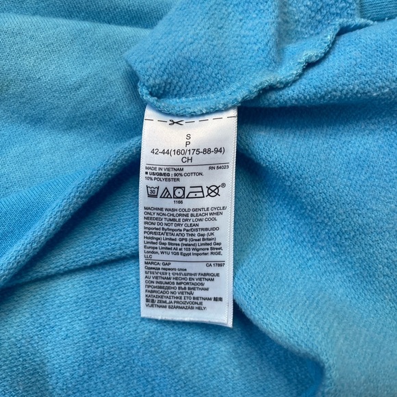 GAP Tie-Dye Cropped Raw Edge Blue White Hoodie Sweatshirt – Size Small - Picture 9 of 13